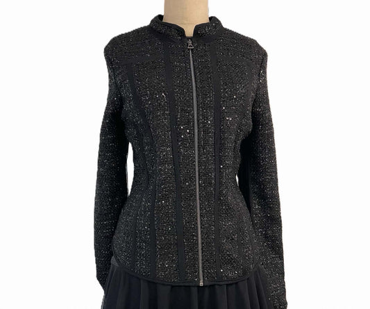 Solid Black Lavern Boucle Jacket